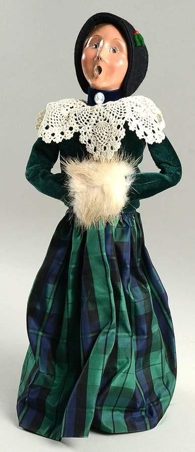 Traditional Assorted Carolers Woman With Muff-Green Lace Trim - No Box Nb1465 by Byers' Choice Ltd-1