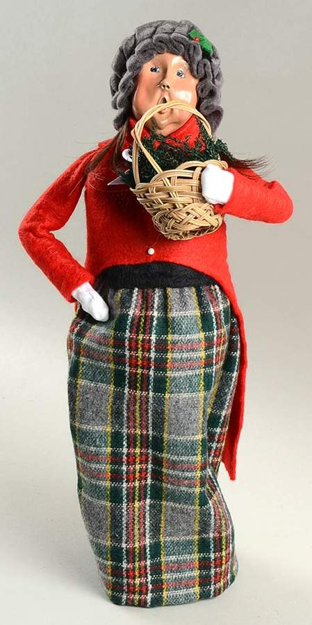 Traditional Assorted Carolers Woman With Basket Greenery-Red Coat - No Box Nb1453 by Byers' Choice Ltd-1