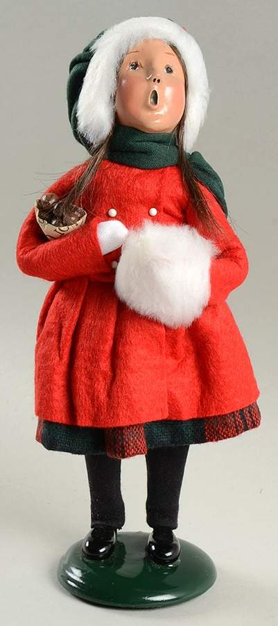 Traditional Assorted Carolers Girl With Chestnuts And Muff-Red Coat - Nb730, No Box by Byers' Choice Ltd-1