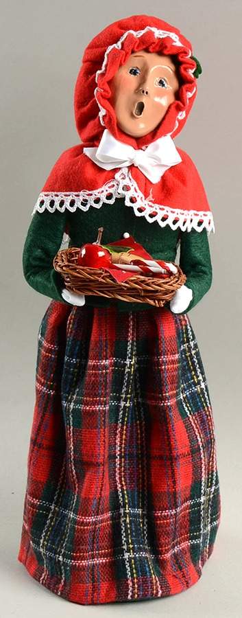 Traditional Assorted Carolers Woman With Apple Tray-Red Cape - Nb703, No Box by Byers' Choice Ltd-1
