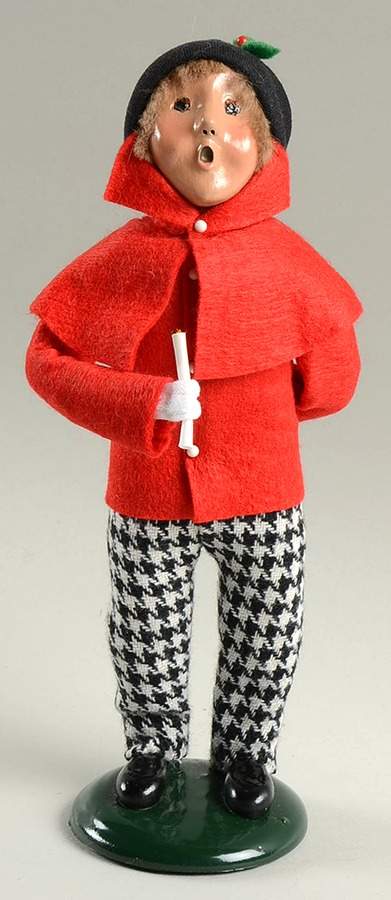 Traditional Assorted Carolers Boy With Candle-Red Coat-Houndstooth Pan - Nb677, No Box by Byers' Choice Ltd-1