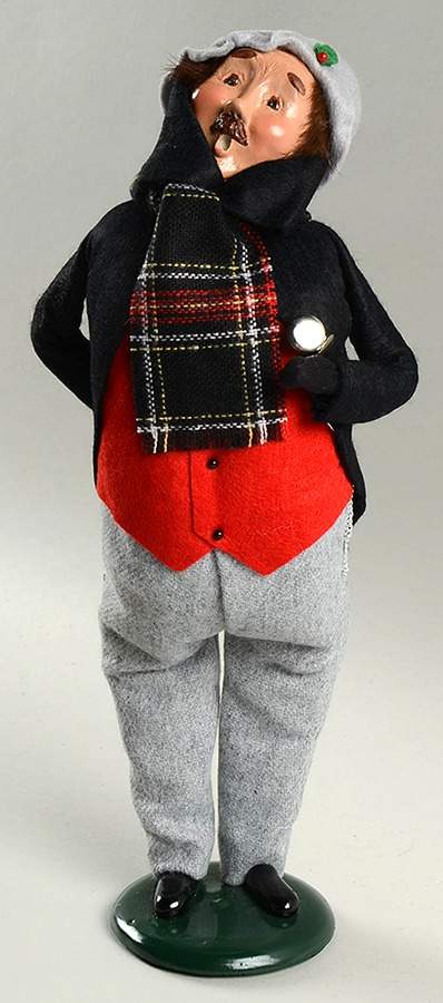 Traditional Assorted Carolers Man With Pocket Watch-Black Coat-Red Ves - Nb669, No Box by Byers' Choice Ltd-1