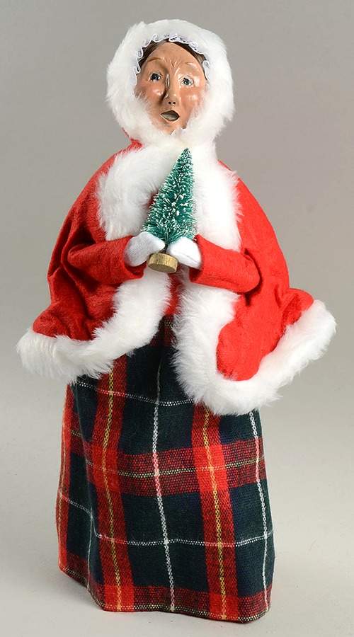 Traditional Assorted Carolers Woman With Tree-Red Fur Trimmed Cape - Nb661, No Box by Byers' Choice Ltd-1
