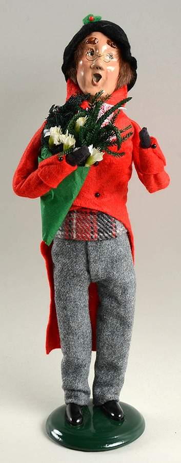 Traditional Assorted Carolers Man With Flower Bouquet - Nb659, No Box by Byers' Choice Ltd-1