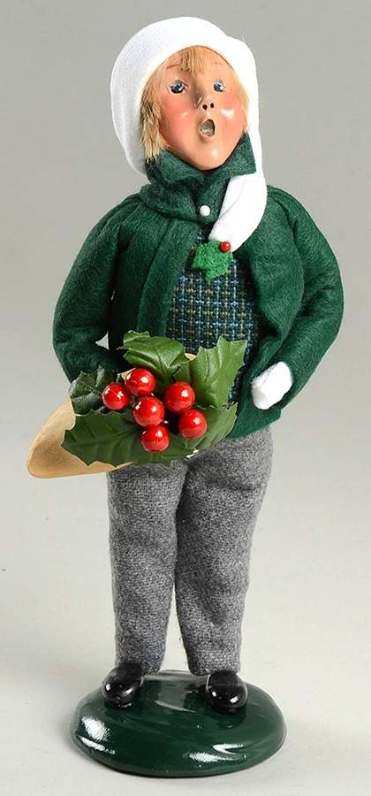 Traditional Assorted Carolers Boy With Dutch Shoe Of Holly - No Box by Byers' Choice Ltd-1