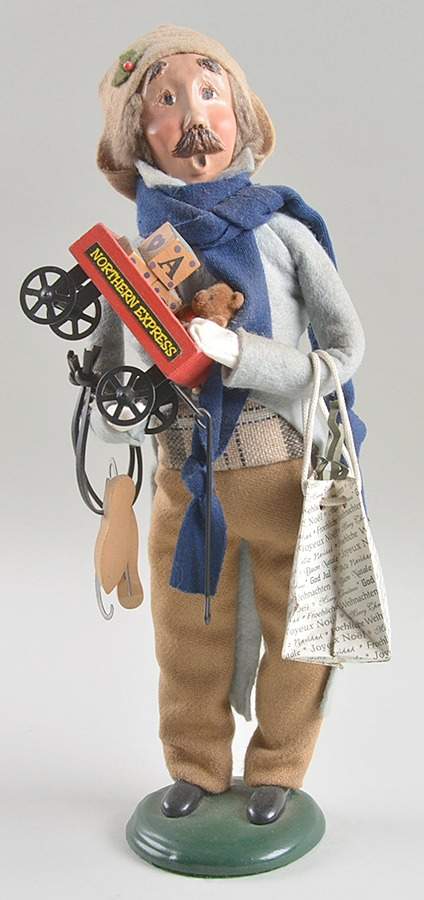 Traditional Assorted Carolers Shopper Man With Skates-Wagon Of Toys - Nb766, No Box by Byers' Choice Ltd-1
