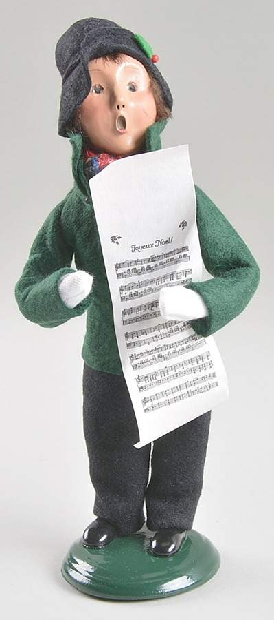 Traditional Assorted Carolers Boy With Music-Green Coat - Nb752, No Box by Byers' Choice Ltd-1