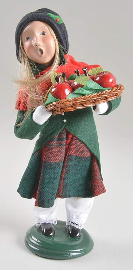 Traditional Assorted Carolers Girl With Wicker Apple Tray - Nb751, No Box by Byers' Choice Ltd-1
