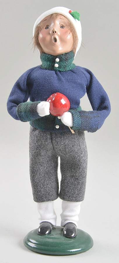 Traditional Assorted Carolers Boy With Apple-Blue Top - Nb750, No Box by Byers' Choice Ltd-1