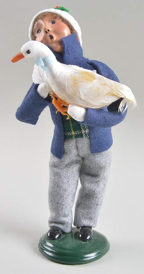 Traditional Assorted Carolers Boy With Goose-Blue Coat - Nb749, No Box by Byers' Choice Ltd-1