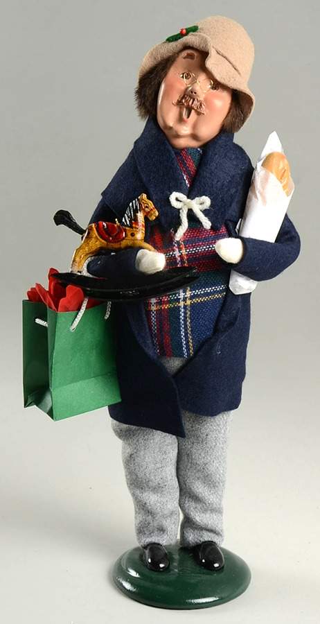 Traditional Assorted Carolers Mustache Man Shopper With Toy Horse - Nb820, No Box by Byers' Choice Ltd-1