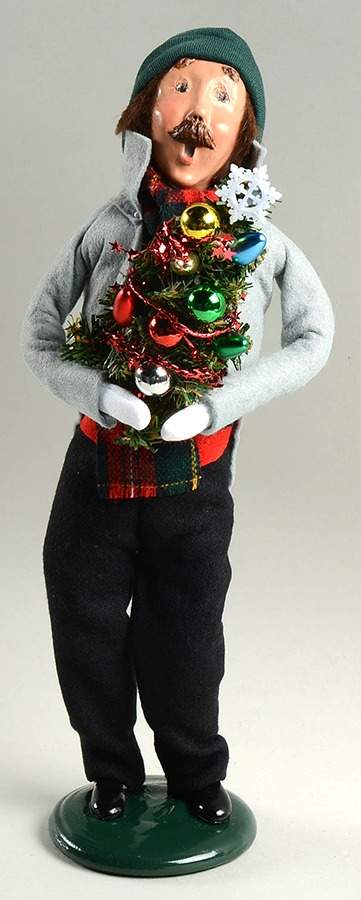 Traditional Assorted Carolers Mustache Man With Decorated Tree - Nb819, No Box by Byers' Choice Ltd-1
