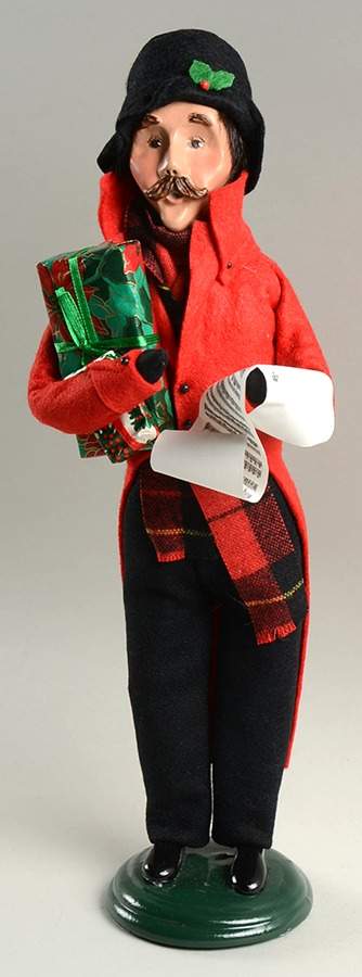 Traditional Assorted Carolers Man With Music And Gifts-Red Coat - Nb808, No Box by Byers' Choice Ltd-1
