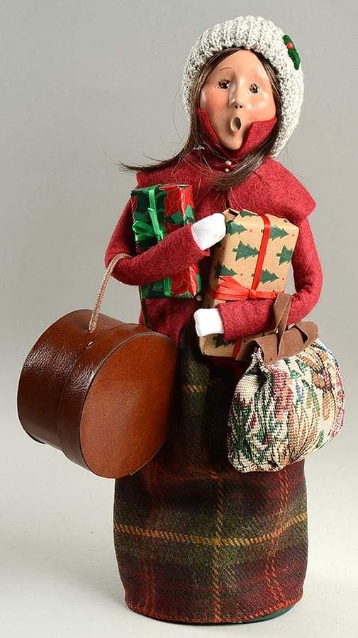 Traditional Assorted Carolers Traveler Woman-Burgundy Coat - Nb797, No Box by Byers' Choice Ltd-1