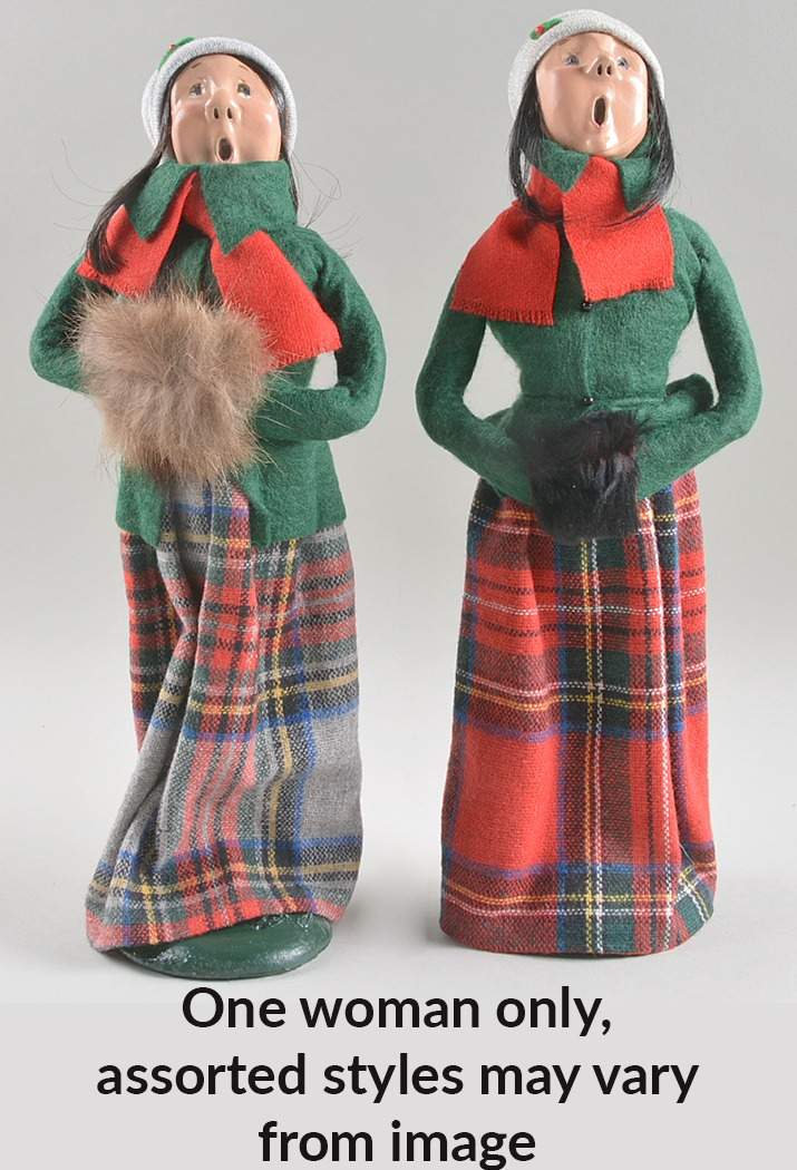 Traditional Assorted Carolers Woman With Muff-Red Plaid Skirt-Green To - No Box by Byers' Choice Ltd-1