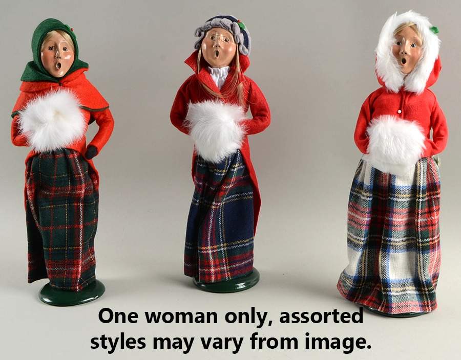 Traditional Assorted Carolers Woman With Muff-Red Coat - Nb717, No Box by Byers' Choice Ltd-1