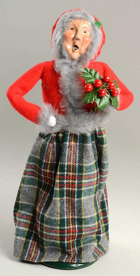 Traditional Assorted Carolers Grandmother With Holly-Red Coat Fur Trim - No Box Nb1581 by Byers' Choice Ltd-1
