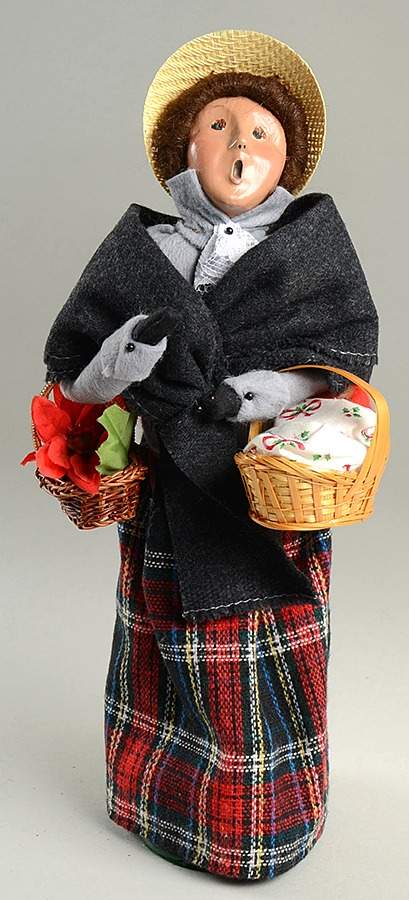 Traditional Assorted Carolers Woman With Baby & Poinsettias-Grey Coat - No Box Nb1580 by Byers' Choice Ltd-1