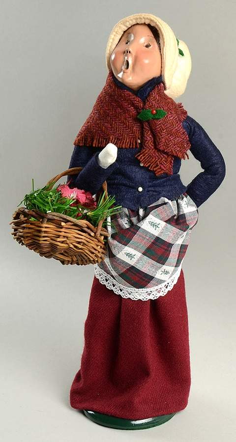 Traditional Assorted Carolers Woman With Basket Of Flowers-Blue Coat - No Box Nb1579 by Byers' Choice Ltd-1