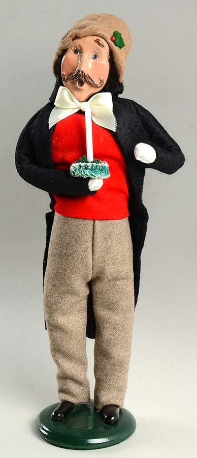 Traditional Assorted Carolers Mustache Man With Candle-Black - No Box Nb1576 by Byers' Choice Ltd-1