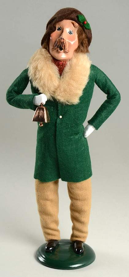 Traditional Assorted Carolers Mustache Man With Cow Bell-Green Coat - No Box Nb1554 by Byers' Choice Ltd-1