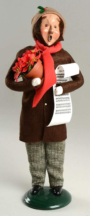 Traditional Assorted Carolers Man With Poinsettia & Music-Brown - No Box Nb1543 by Byers' Choice Ltd-1