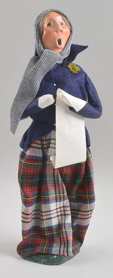 Traditional Assorted Carolers Woman With Music-Plaid Skirt Blue Top - No Box by Byers' Choice Ltd-1