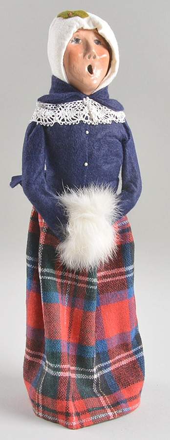 Traditional Assorted Carolers Woman With Muff-Red Plaid Skirt-Blue Top - No Box by Byers' Choice Ltd-1