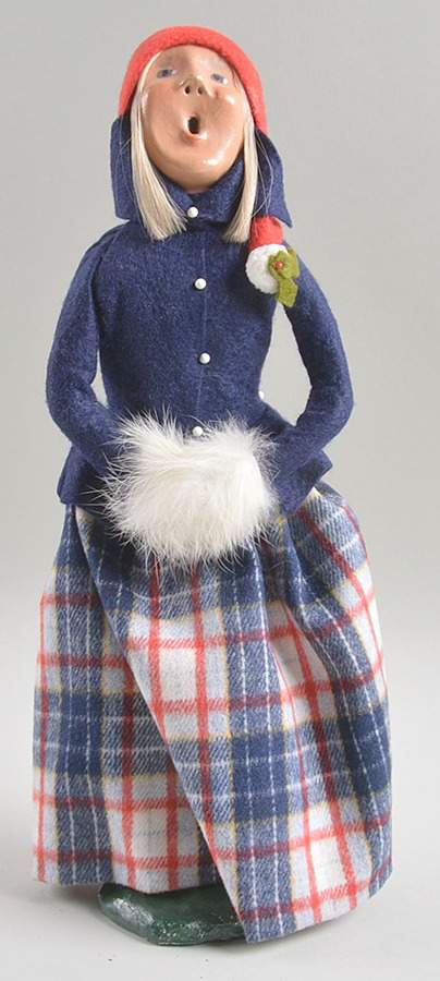 Traditional Assorted Carolers Woman With Muff-Blue Plaid Skirt And Top - No Box by Byers' Choice Ltd-1