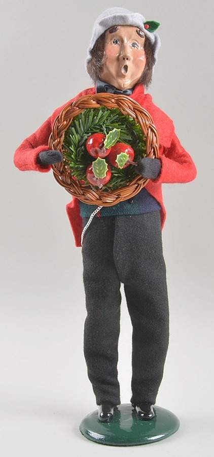 Traditional Assorted Carolers Man With Basket Of Apples-Red Coat - No Box Nb1566 by Byers' Choice Ltd-1