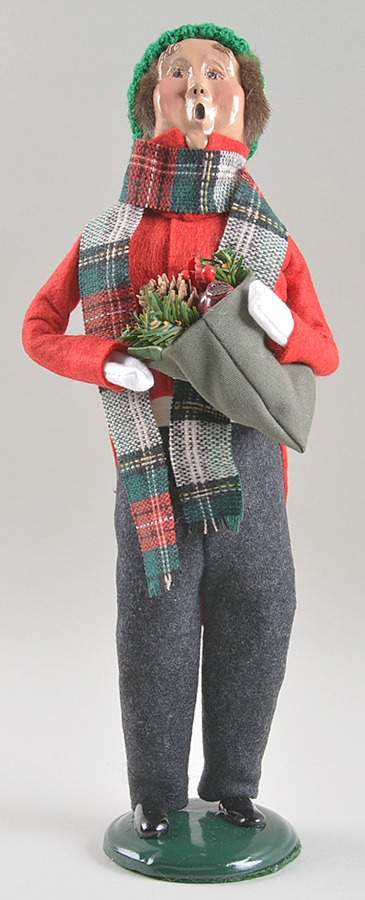 Traditional Assorted Carolers Man With Bag Of Pinecones-Red Coat - No Box Nb1563 by Byers' Choice Ltd-1