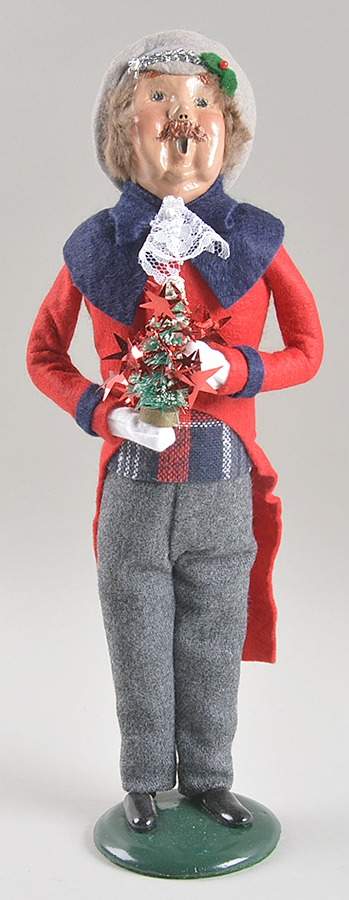 Traditional Assorted Carolers Mustache Man With Tree-Red Coat - No Box Nb1556 by Byers' Choice Ltd-1