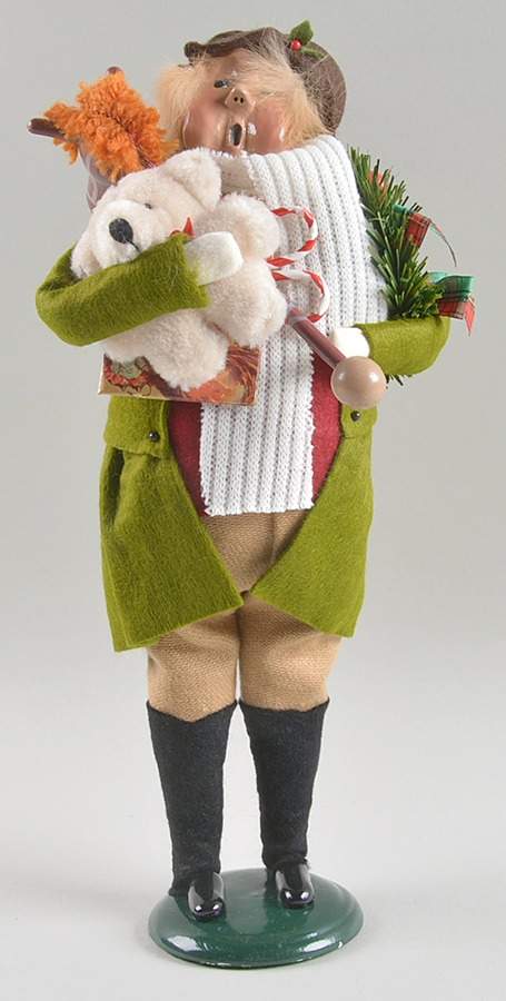 Traditional Assorted Carolers Jolly Shopper Man-Light Green - No Box Nb1550 by Byers' Choice Ltd-1