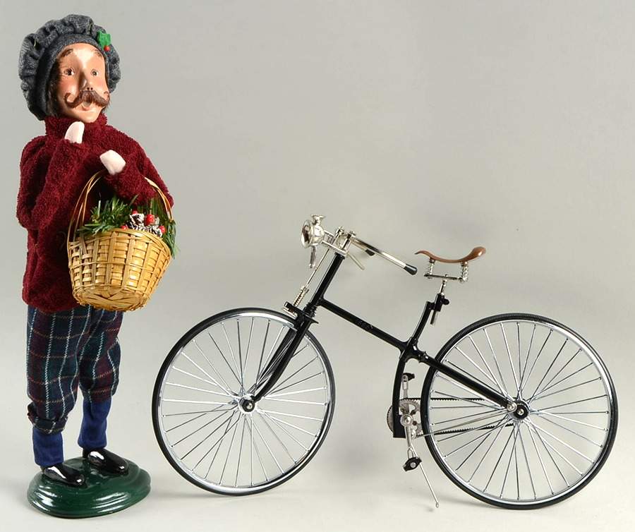 Traditional Assorted Carolers Man With Bicycle And Basket-Burgundy Swe - Nb1057, No Box by Byers' Choice Ltd-1