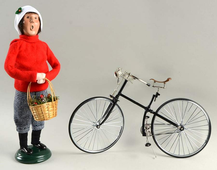 Traditional Assorted Carolers Man With Bicycle And Basket-Red Top - Nb1056, No Box by Byers' Choice Ltd-1