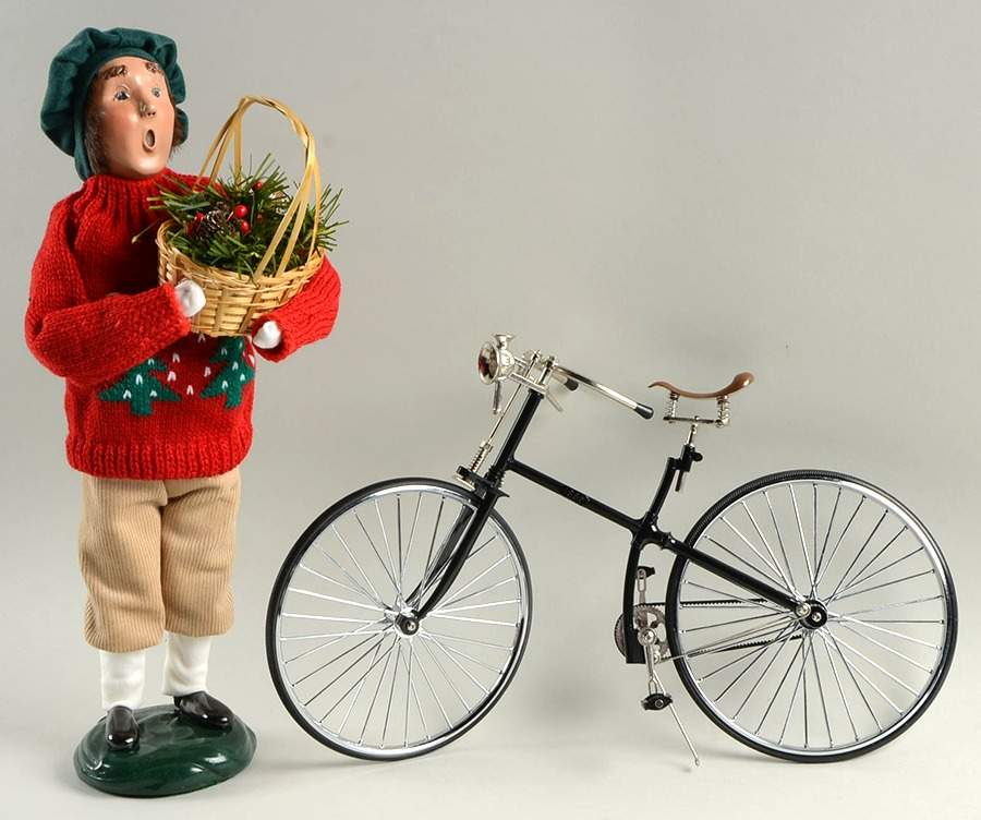 Traditional Assorted Carolers Man With Bicycle And Basket-Red Sweater - Nb1054, No Box by Byers' Choice Ltd-1