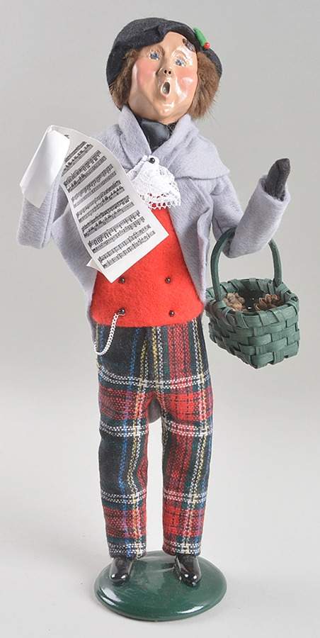 Traditional Assorted Carolers Man With Pinecones & Music-Grey Coat - No Box Nb1538 by Byers' Choice Ltd-1