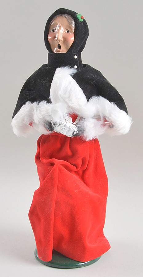 Traditional Assorted Carolers Woman With Gift Box-Black Fur Coat - No Box Nb1532 by Byers' Choice Ltd-1