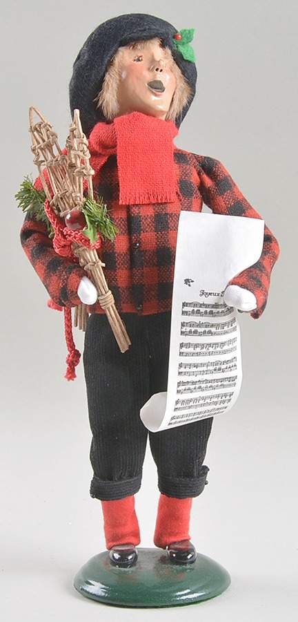 Traditional Assorted Carolers Teen Boy With Music-Red Plaid Coat - No Box Nb1530 by Byers' Choice Ltd-1