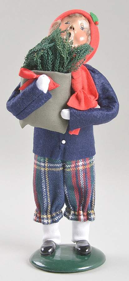 Traditional Assorted Carolers Boy With Bag Of Greenery-Blue Coat - No Box Nb1528 by Byers' Choice Ltd-1