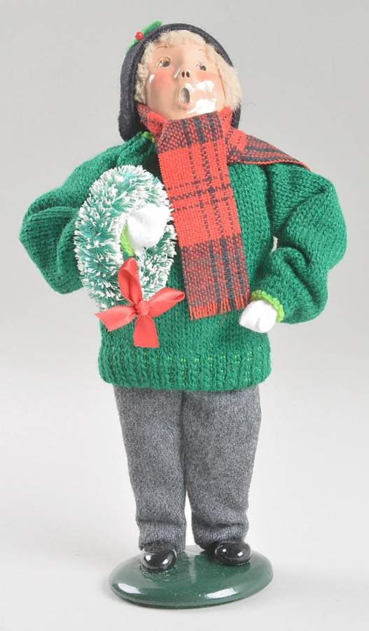 Traditional Assorted Carolers Boy With Wreath-Green Coat - No Box Nb1524 by Byers' Choice Ltd-1