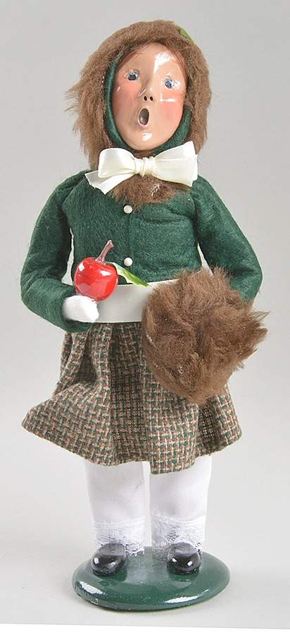 Traditional Assorted Carolers Girl With Apple & Muff-Green Coat - No Box Nb1523 by Byers' Choice Ltd-1