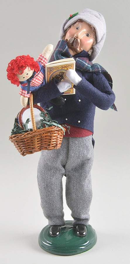 Traditional Assorted Carolers Mustache Man Shopper With Doll And Book - Nb977, No Box by Byers' Choice Ltd-1