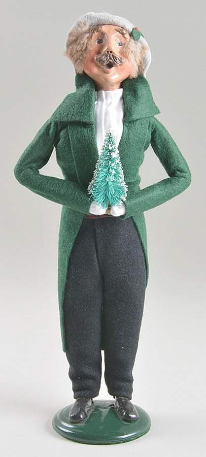 Traditional Assorted Carolers Mustache Man With Tree-Green - No Box by Byers' Choice Ltd-1