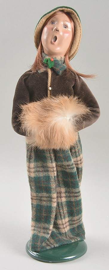 Traditional Assorted Carolers Woman With Muff-Brown Plaid Skirt - Nb934, No Box by Byers' Choice Ltd-1