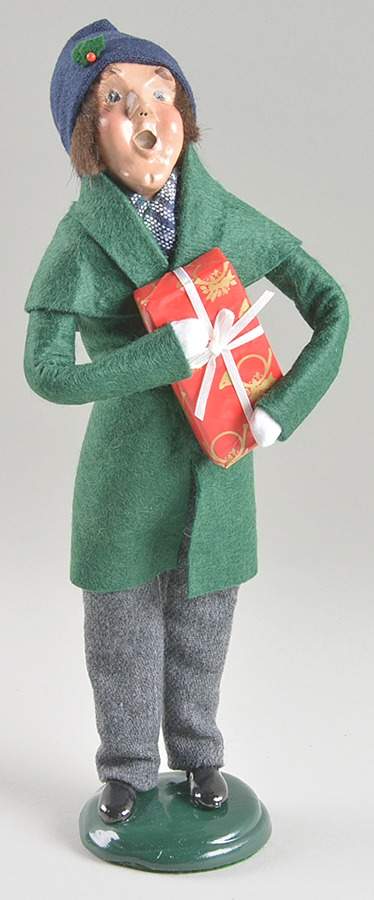 Traditional Assorted Carolers Man With Gift-Green Coat - No Box by Byers' Choice Ltd-1
