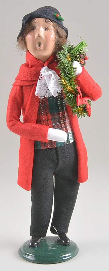 Traditional Assorted Carolers Man With Wreath-Long Red Coat - Nb1028, No Box by Byers' Choice Ltd-1