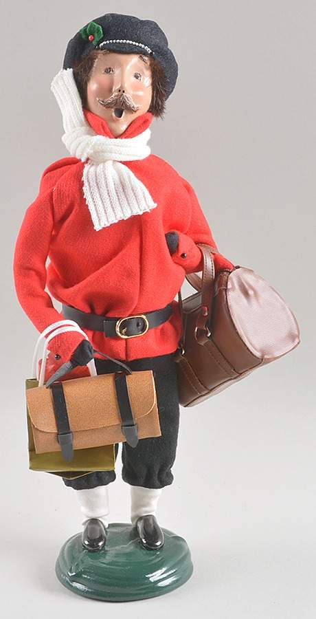 Traditional Assorted Carolers Traveler Man-Belted Red Coat - Nb1027, No Box by Byers' Choice Ltd-1
