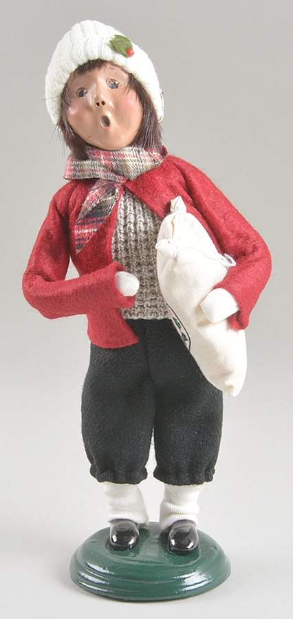 Traditional Assorted Carolers Boy With Northpole Reindeer Feed Bag - Nb1064, No Box by Byers' Choice Ltd-1