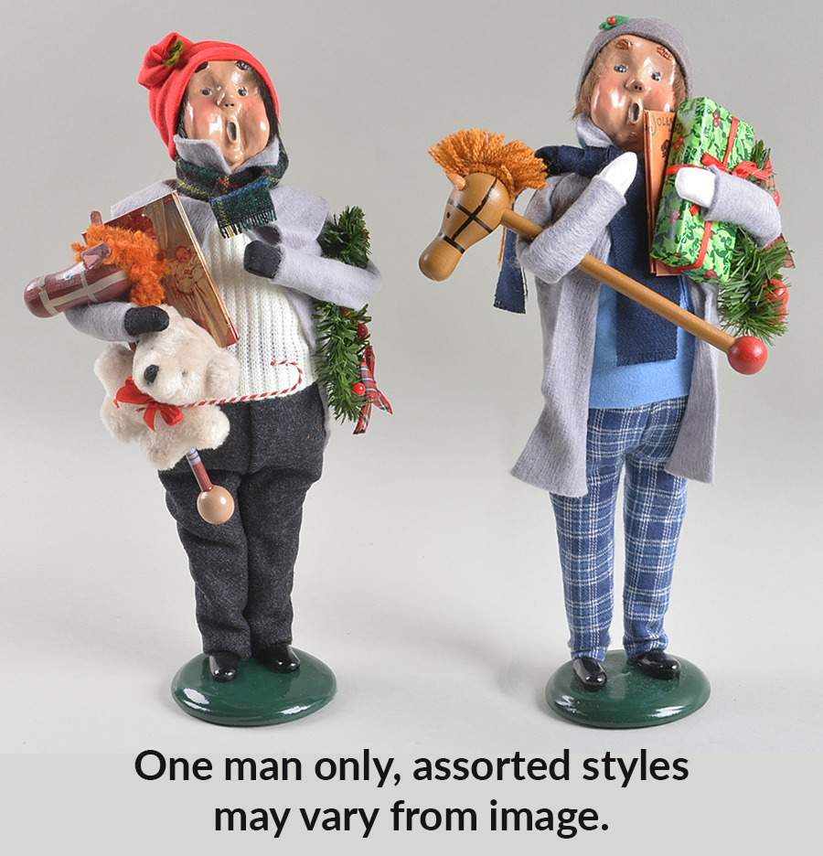 Traditional Assorted Carolers Jolly Shopper Man-Grey - No Box Nb1553 by Byers' Choice Ltd-1